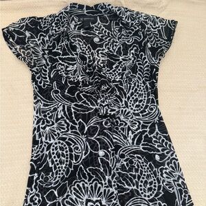INC International Concepts Black and White Floral Blouse